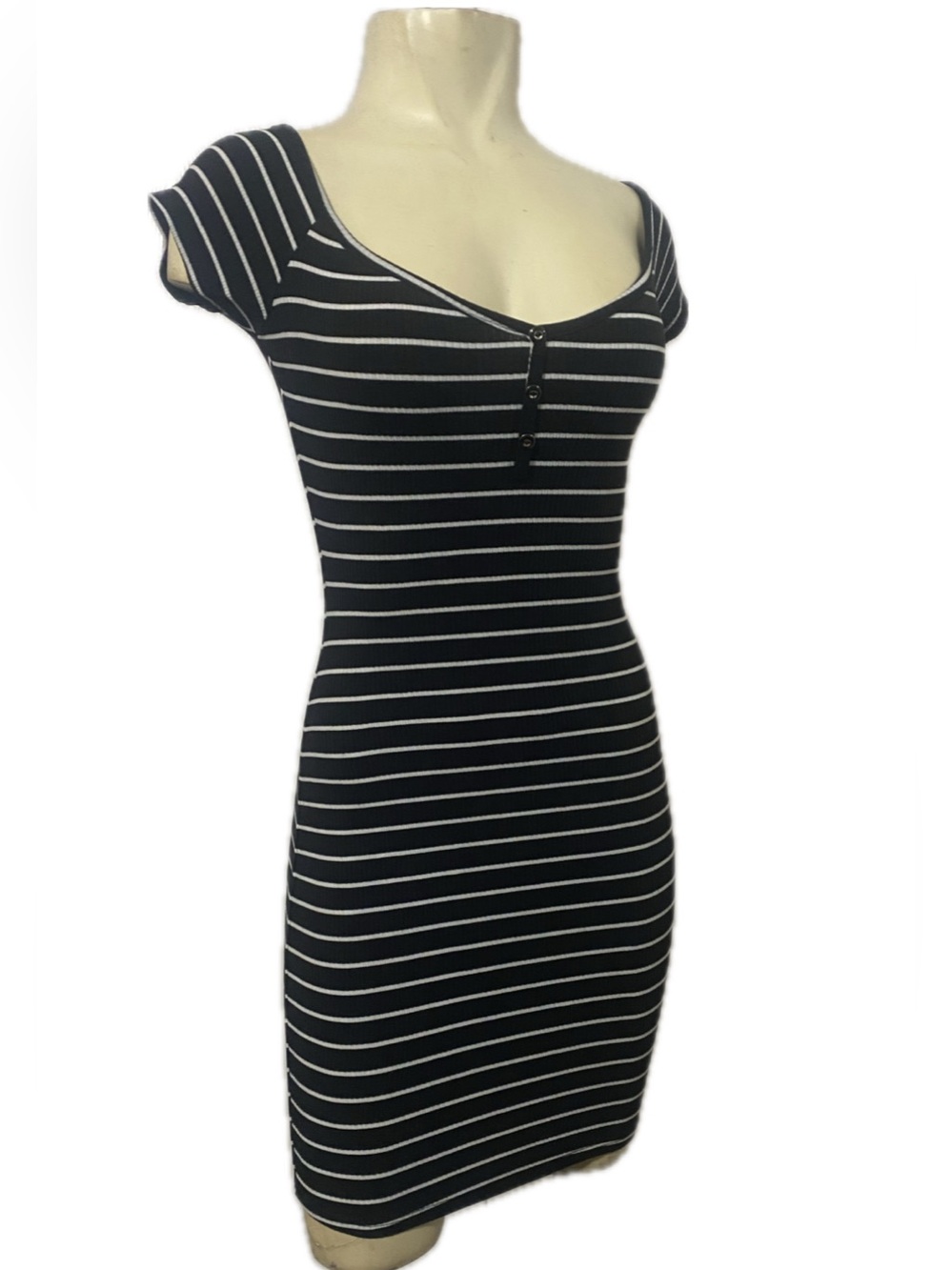 Popular 21 Black & White Striped Bodycon Dress